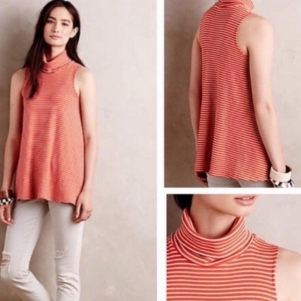 Anthro Puella striped swing sleeveless tunic top